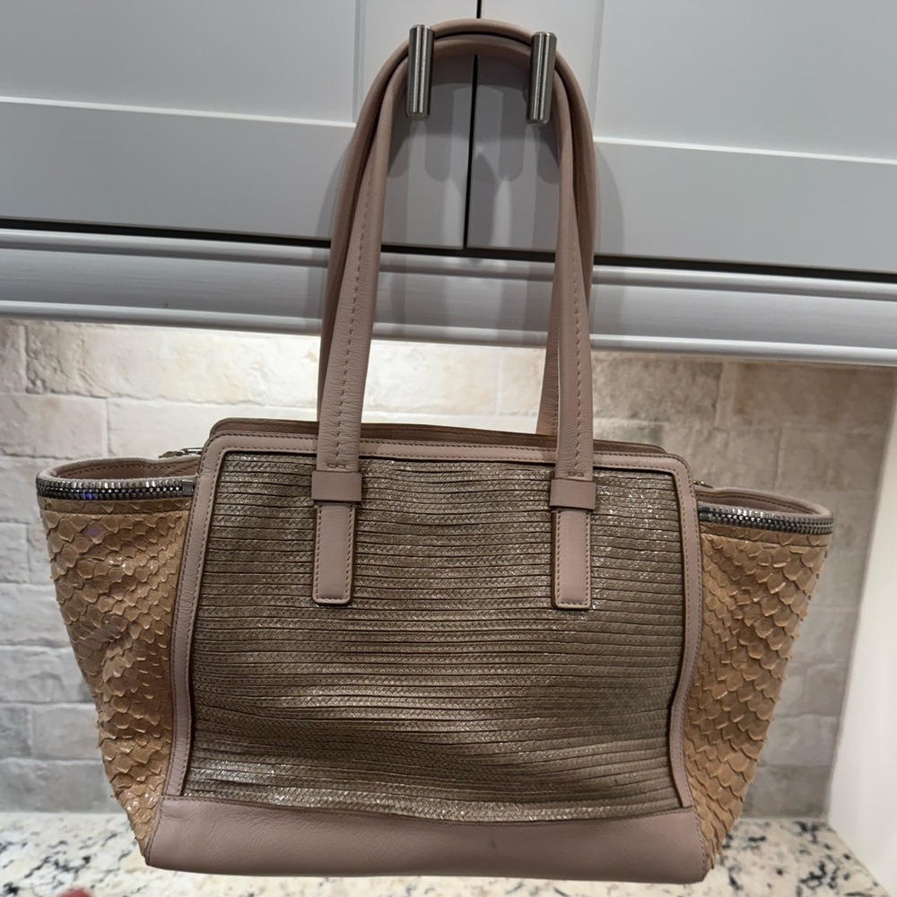 Salvatore Ferragamo EUC Python & Leather Pink & T… - image 2